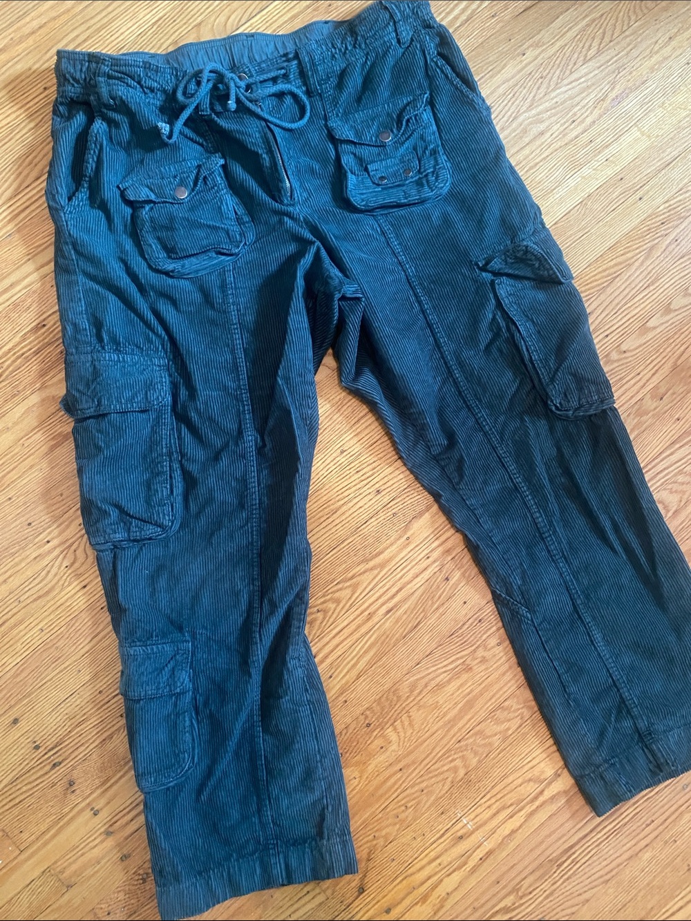 Free People Dark Teal Corduroy Cargo Pants